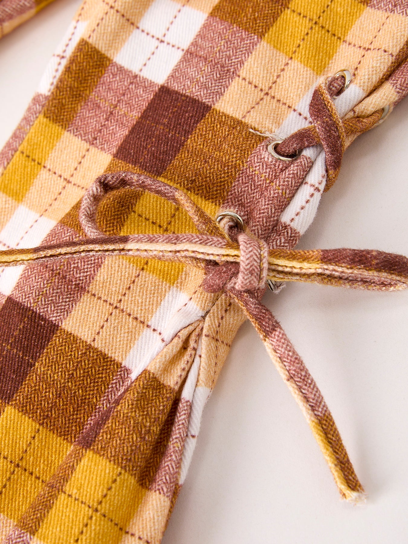 Three Little Tots Fall Thanksgiving Brown Plaid Bow Trousers, additional view