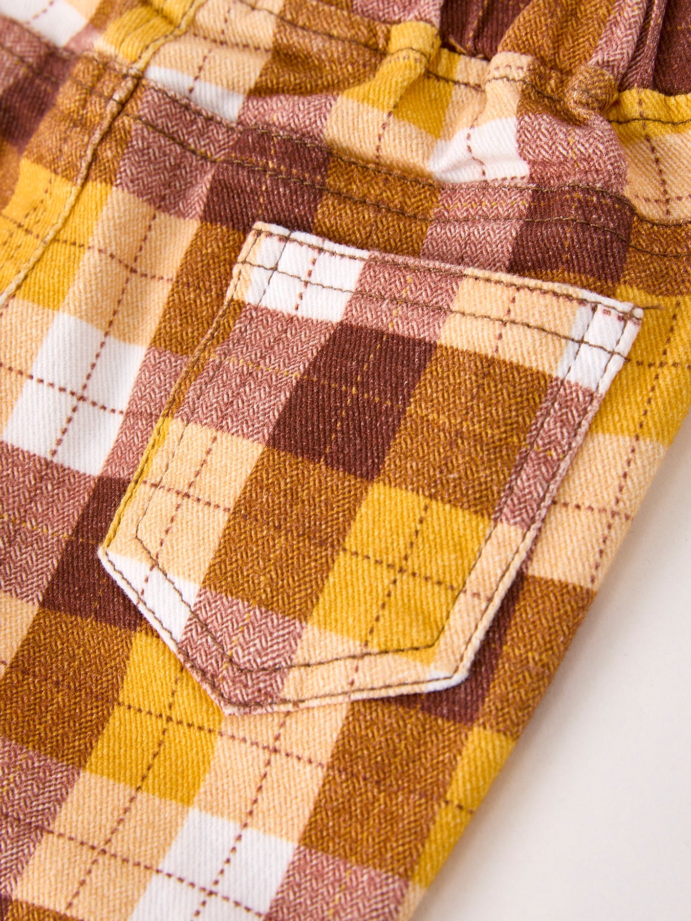 Three Little Tots Fall Thanksgiving Brown Plaid Bow Trousers, extra product detail
