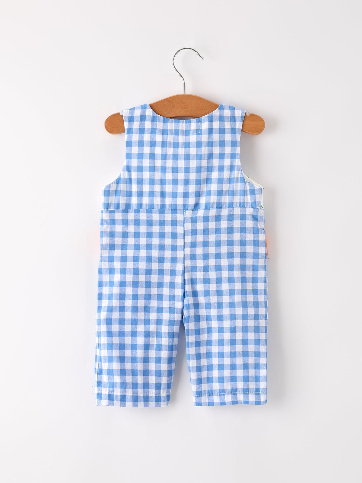 Three Little Tots Fall Thanksgivingand Halloween Blue Pumpkin Smock Embroidery Baby Boy Romper, additional product photo