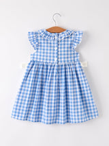 Three Little Tots Fall Thanksgivingand Halloween Blue Pumpkin Smock Embroidery Baby Girl Dress, second additional photo