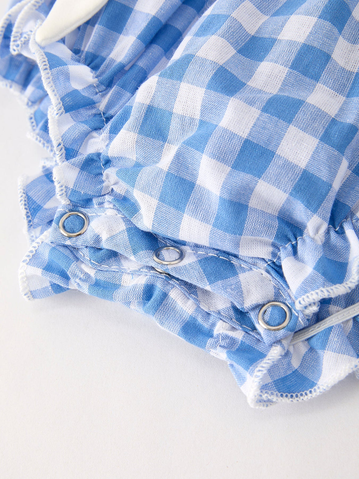 Three Little Tots Fall Thanksgivingand Halloween Blue Pumpkin Smock Embroidery Baby Girl Romper, fourth additional photo