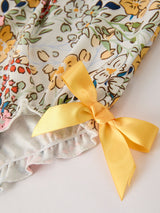 Embroidery Smocking Bow Floral Leaf Baby Girls Romper