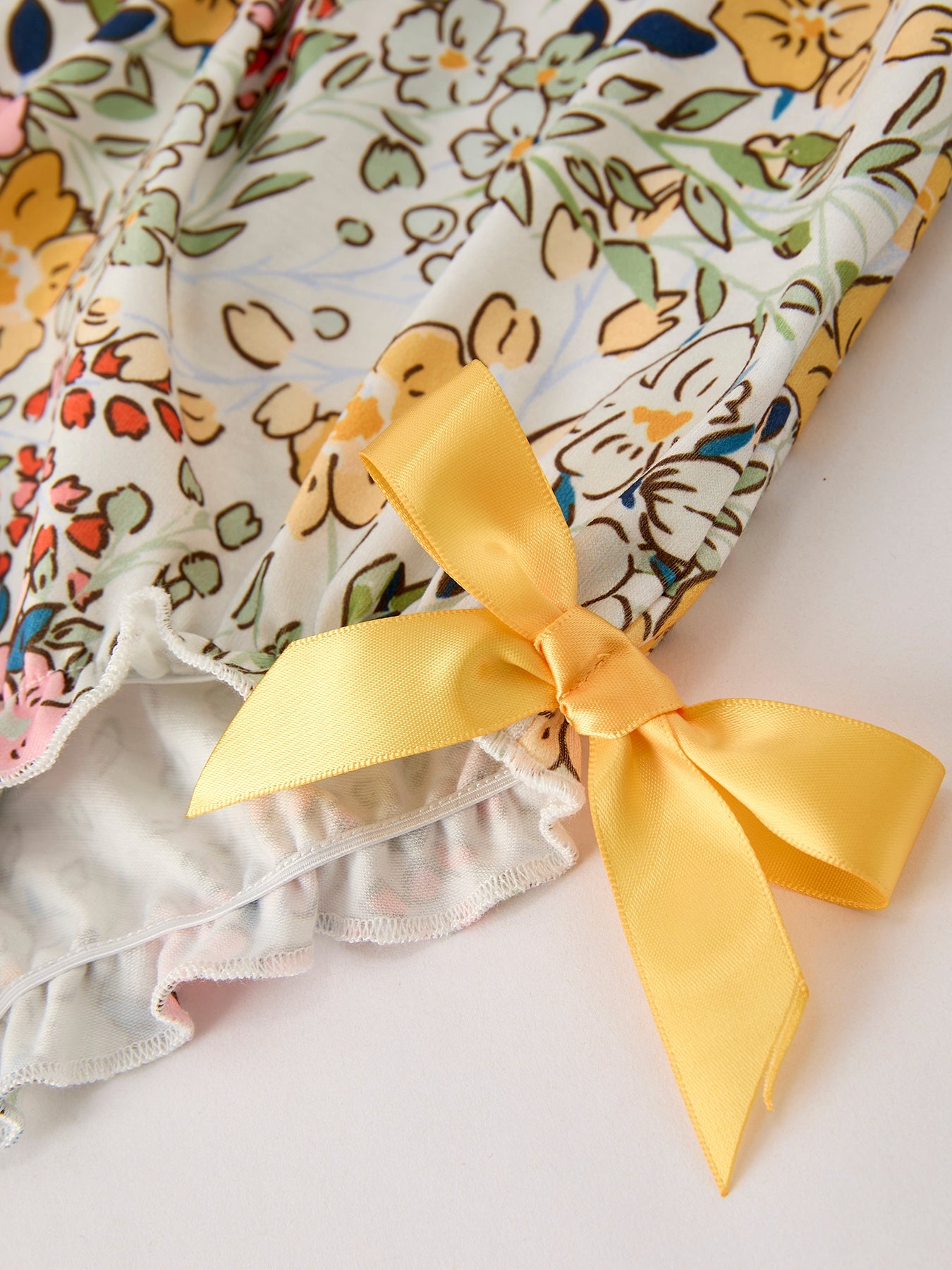 Embroidery Smocking Bow Floral Leaf Baby Girls Romper