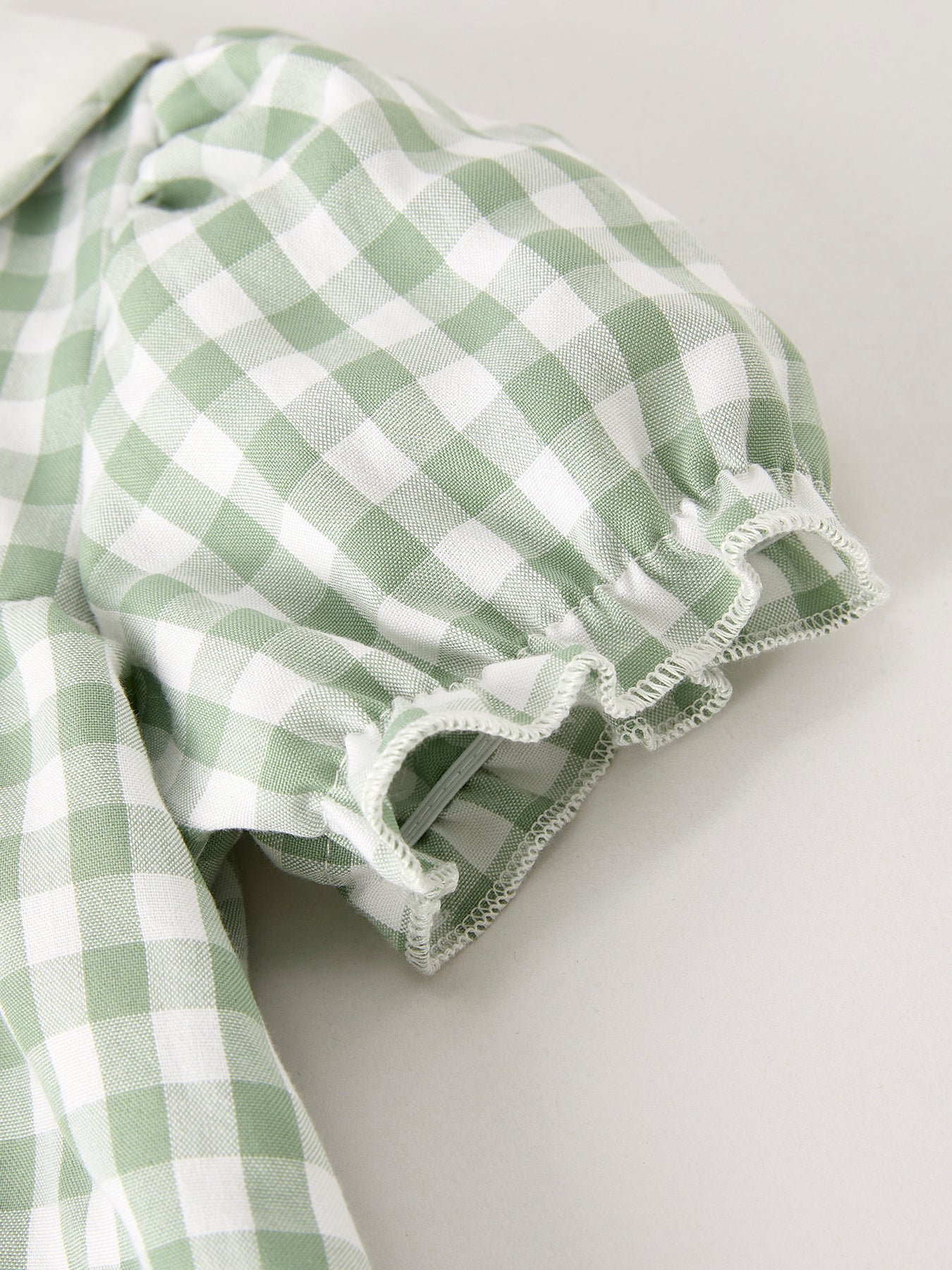 Three Little Tots Fall Halloween and Thanksgiving Pumpkin Applique Plaid Green Girls Dress, third additional photo