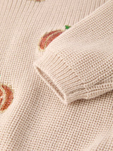 Three Little Tots Thanksgiving Pumpkin Sequin Sweater Beige Perfect for Fall, third additional photo
