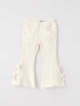 Three Little Tots Charming White Denim Pants with Cute Bows