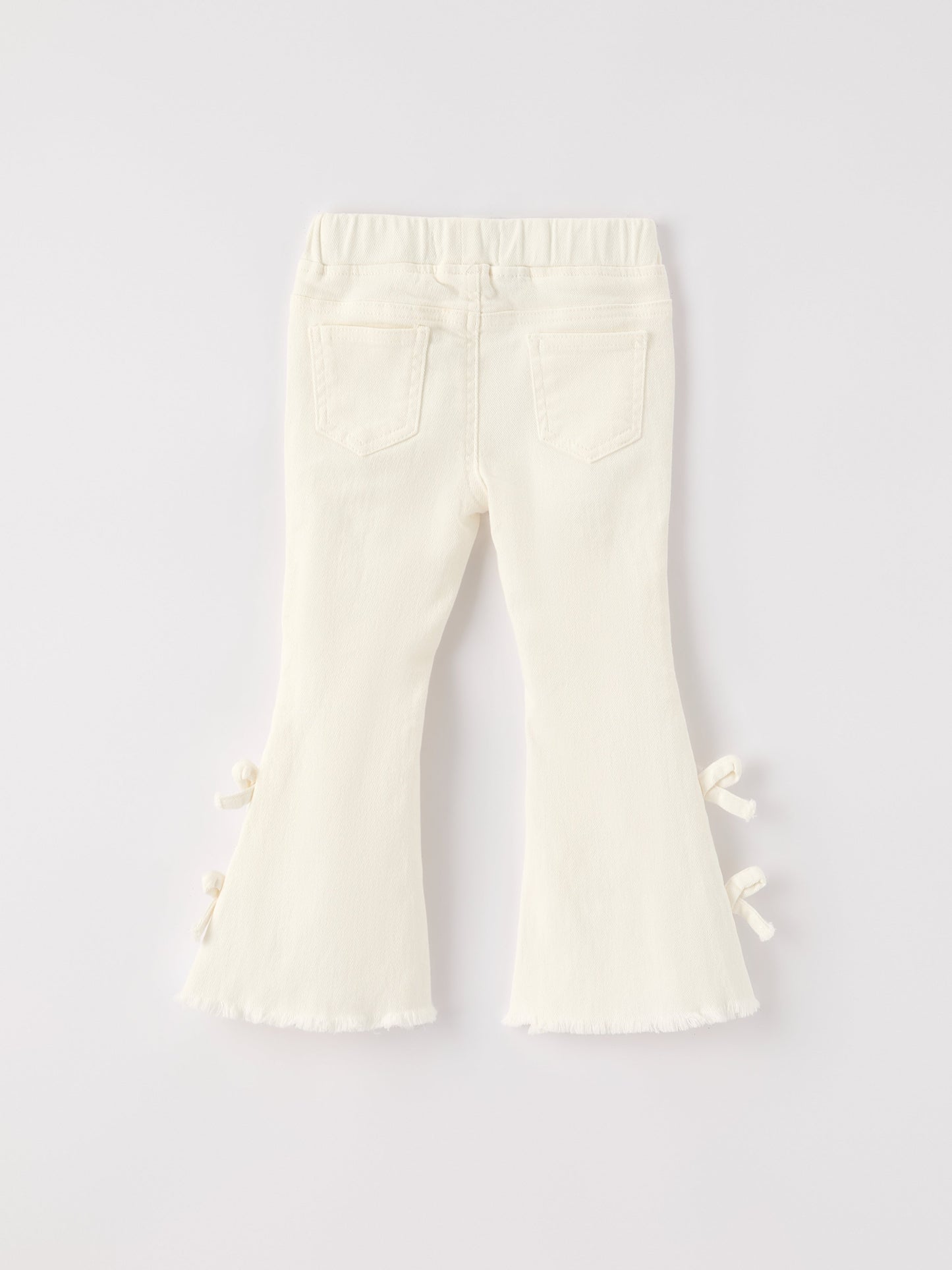 Three Little Tots Charming White Denim Pants with Cute Bows, additional product photo
