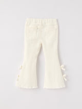 Three Little Tots Charming White Denim Pants with Cute Bows, additional product photo