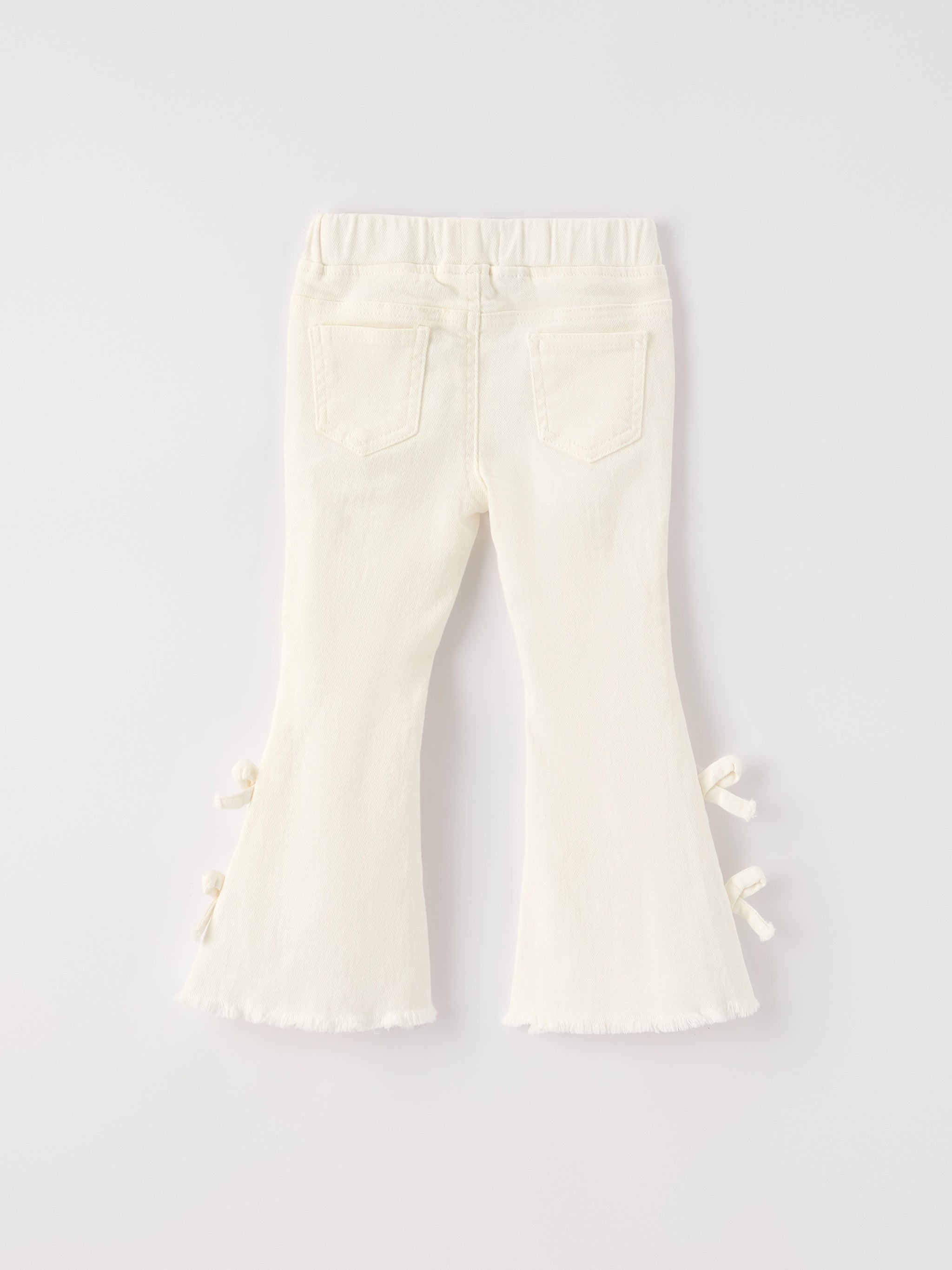 Three Little Tots Charming White Denim Pants with Cute Bows, additional product photo