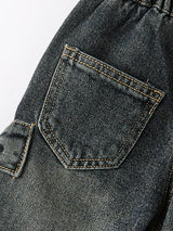 Girls Bow Stretch Wide-Leg Jeans
