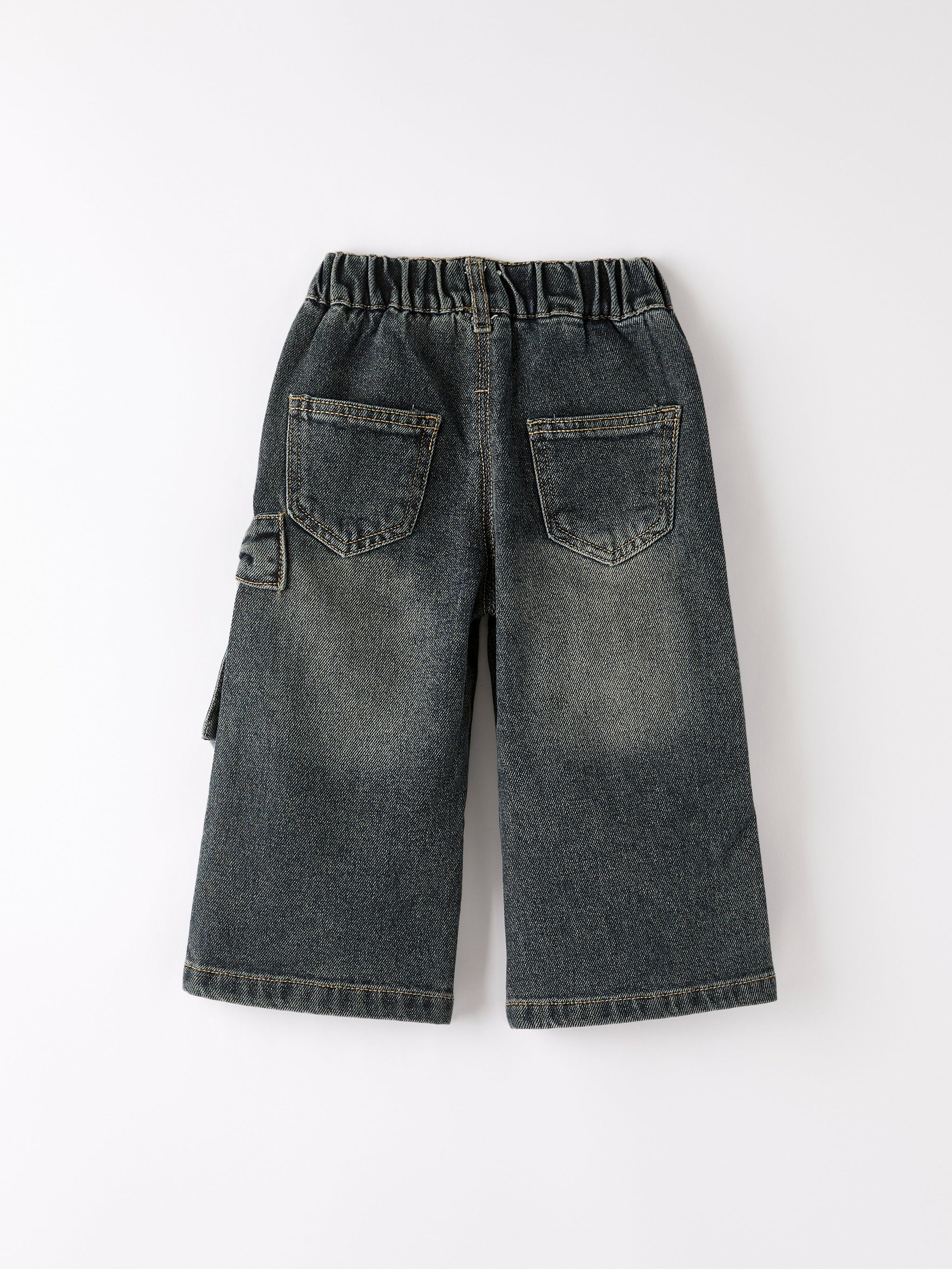 Girls Bow Stretch Wide-Leg Jeans