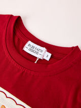 Fall Turkey Embroidered Boy Set – Orange Checkered with Thanksgiving Details