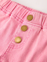 Three Little Tots Pink Bell Bottom Jeans Frayed Hem with Cargo Pockets, alternate angle