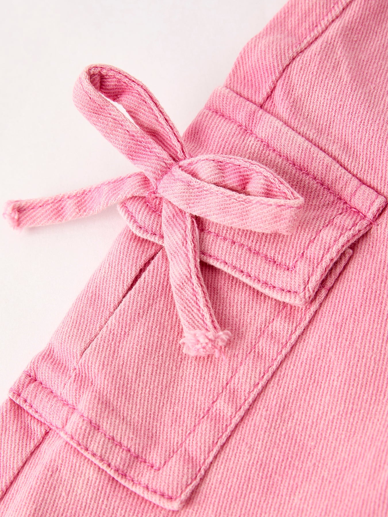 Three Little Tots Pink Bell Bottom Jeans Frayed Hem with Cargo Pockets, additional view