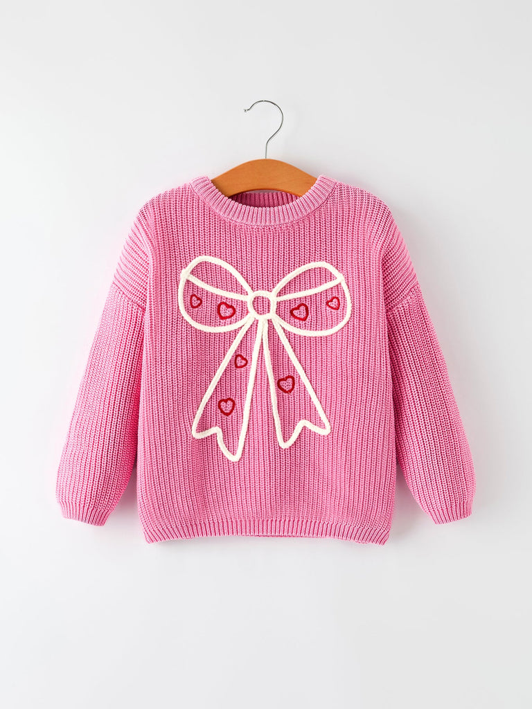 Valentine's Day Pink Girls Bow Sweater