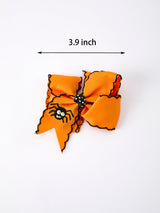 Halloween Spider Hair Bows: Orange Ribbon Design (2PCS)