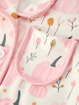 Thanksgiving Pink Pumpkin Floral Print Pajama Set