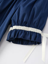 Christmas Navy Blue Nativity Smocking Embroidered Dress
