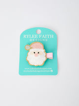 Christmas Pink Santa Girls 2-inch Hair Clip– Pink Girls' Hair Accessory
