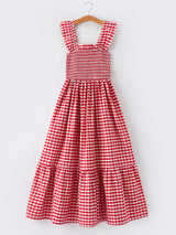 Mommy & Me Adult Dress – Red Plaid Sleeveless Outfit for Party
