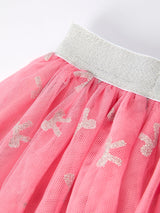 Three Little Tots Girls Fall Outfit Faith Letter Sweatshirt and Pink Tulle Skirt Set, alternate angle
