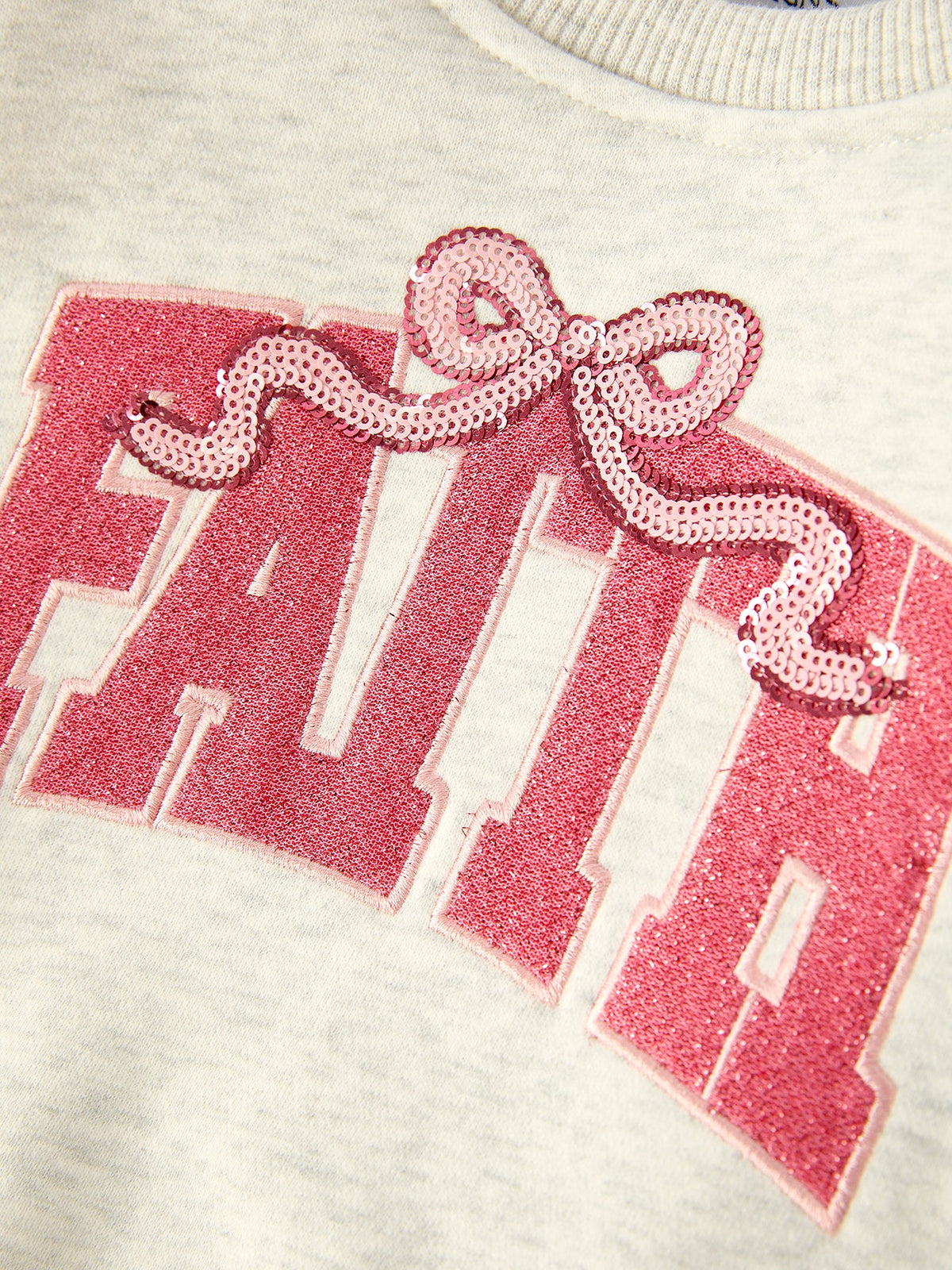 Three Little Tots Girls Fall Outfit Faith Letter Sweatshirt and Pink Tulle Skirt Set, additional view