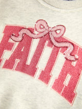 Three Little Tots Girls Fall Outfit Faith Letter Sweatshirt and Pink Tulle Skirt Set, additional view