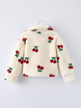 Three Little Tots Cherry Plush Jacket for Girls Zip-Up Winter Coat, additional product photo