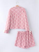 Three Little Tots Mommy and me Autumn Check Bow Girls Lapel Pajamas, sixth additional photo