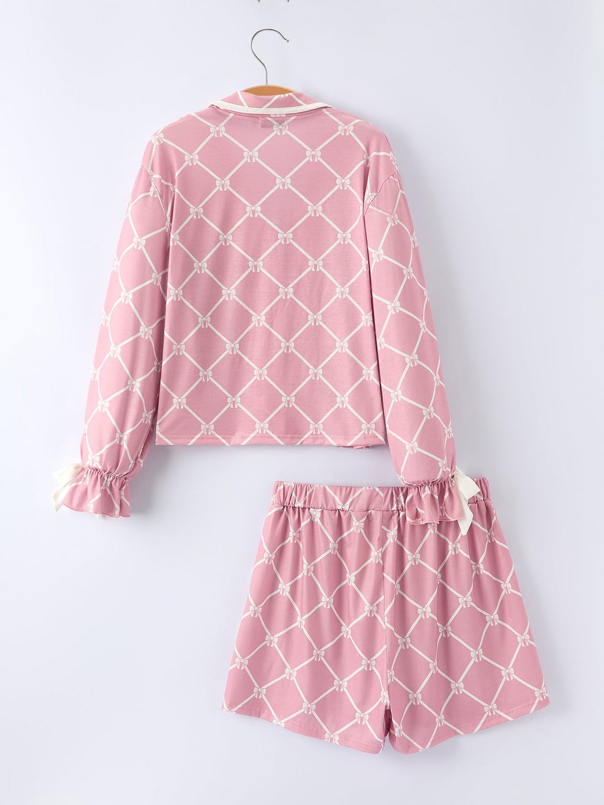 Three Little Tots Mommy and me Autumn Check Bow Girls Lapel Pajamas, sixth additional photo