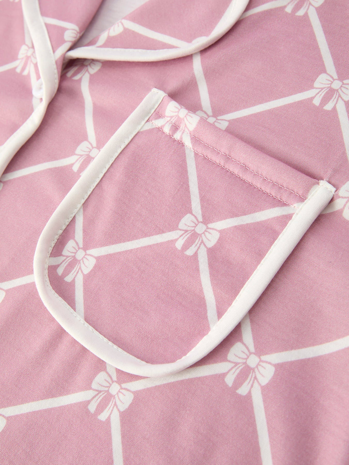 Three Little Tots Mommy and me Autumn Check Bow Girls Lapel Pajamas, eighth additional photo