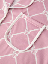 Three Little Tots Mommy and me Autumn Check Bow Girls Lapel Pajamas, eighth additional photo