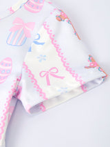 Easter Egg and Cross Print Christening Girls Dress
