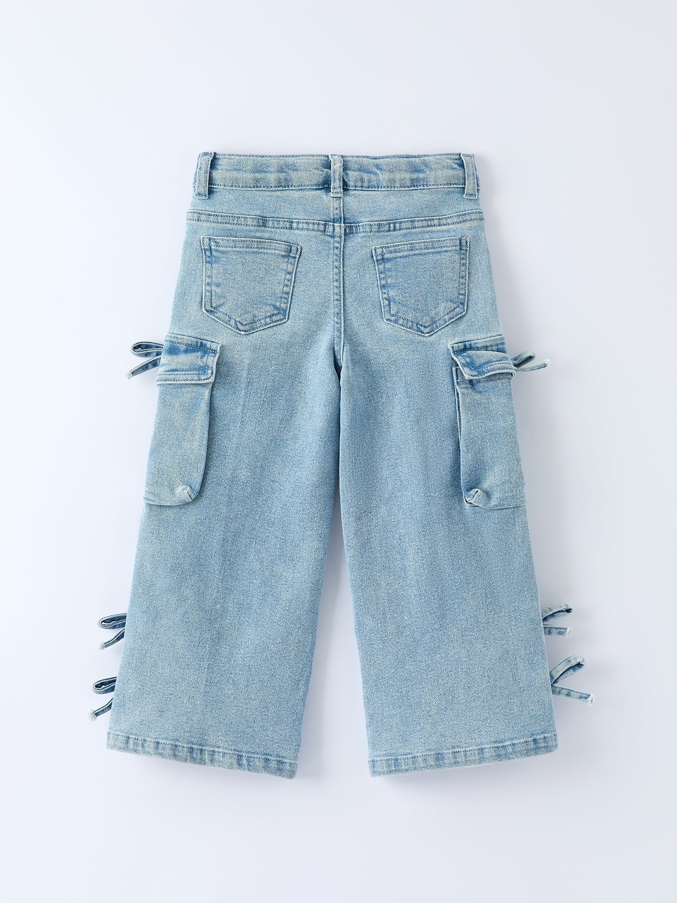 Wide-Leg Bows Denim Pants With Pockets