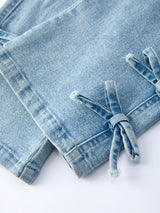 Wide-Leg Bows Denim Pants With Pockets