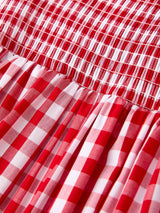 Summer Plaid Smocked Ruffle Girl Dress Sibling Outfits