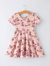 Three Little Tots Western Print Girl Short Sleeve Dress