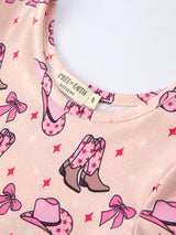 Three Little Tots Western Print Girl Short Sleeve Dress, alternate angle