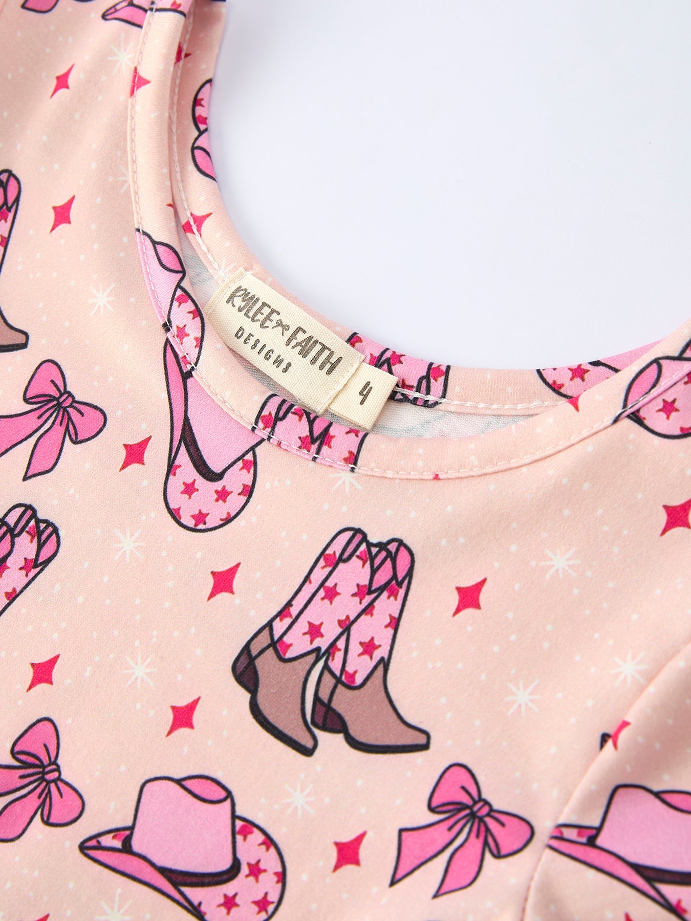 Three Little Tots Western Print Girl Short Sleeve Dress, alternate angle