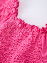 Spring Hot Pink Short-sleeved Girls Jumpsuit