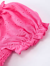 Spring Hot Pink Short-sleeved Girls Jumpsuit