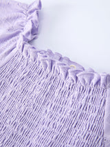 Spring Purple Short-sleeved Girls Jumpsuit