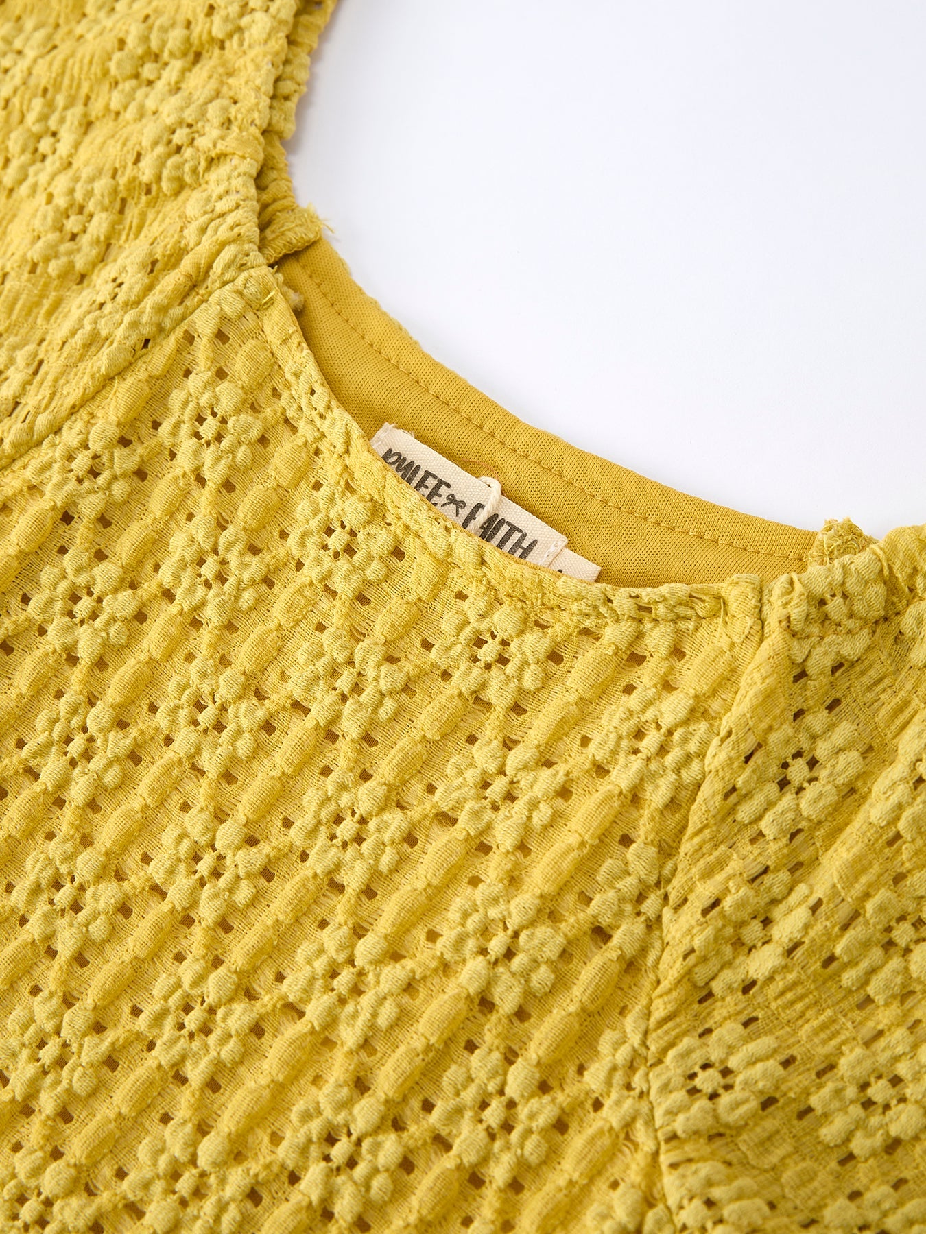 Sunshine Yellow Lace Tiered Dress With Scrunchie