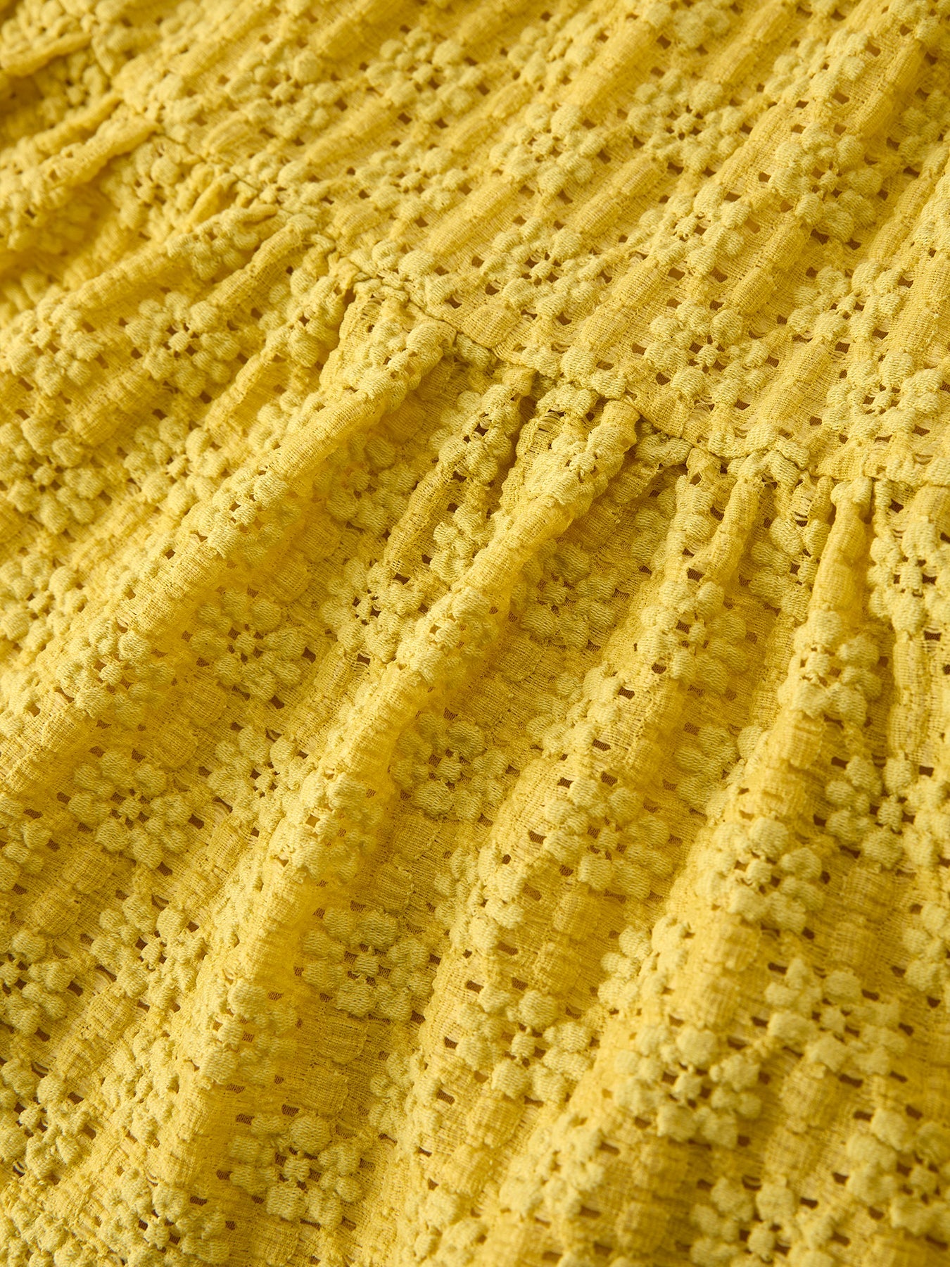 Sunshine Yellow Lace Tiered Dress With Scrunchie
