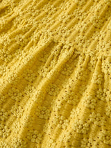 Sunshine Yellow Lace Tiered Dress With Scrunchie