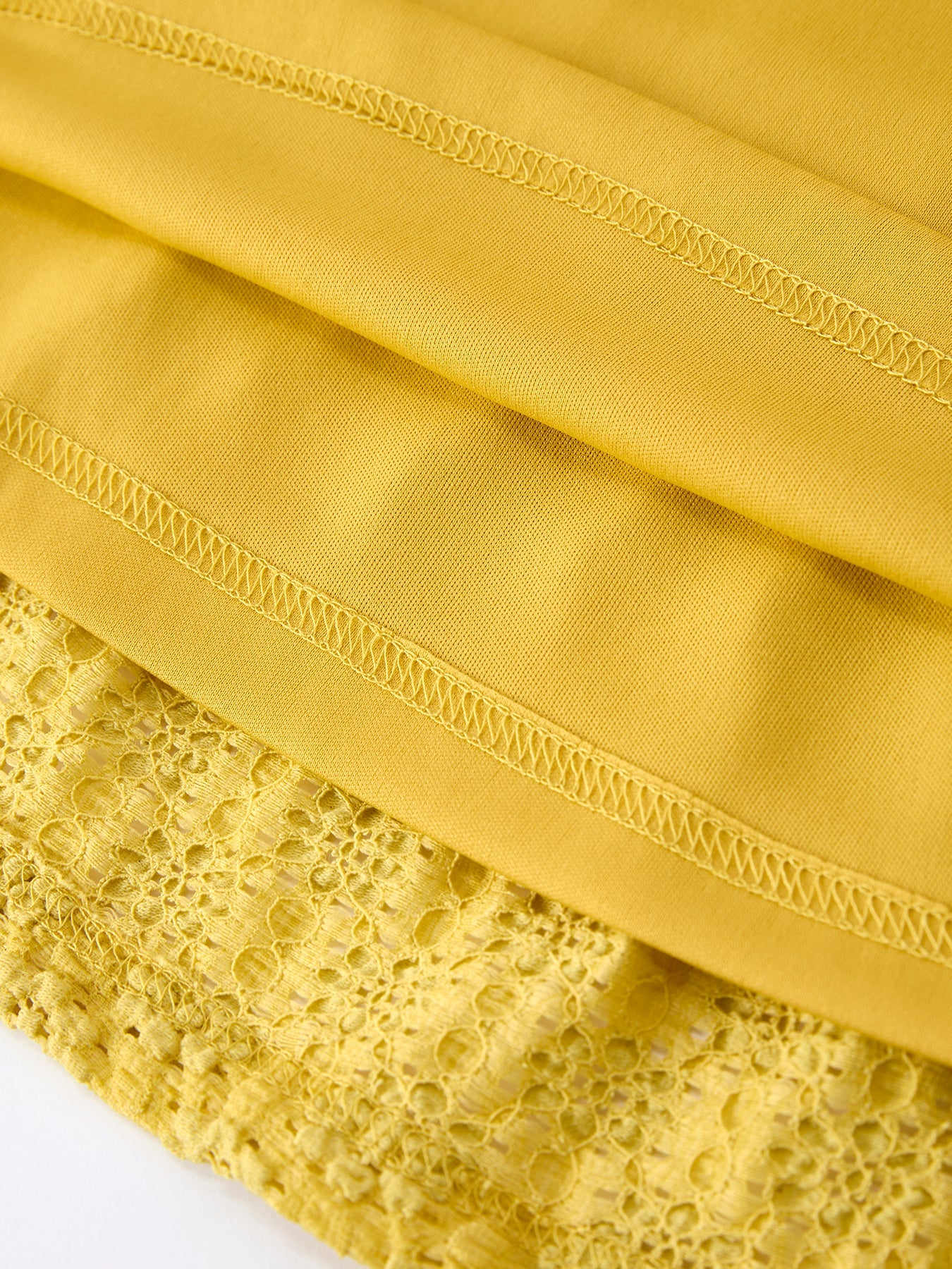 Sunshine Yellow Lace Tiered Dress With Scrunchie