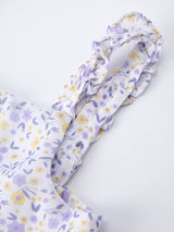 Spring Floral Girls Ruffle Bow Spaghetti Strap Dress
