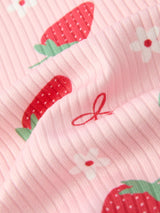 Strawberry Bow Girls Short Sleeves Dress