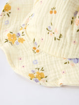 Muslin Floral Smocked Baby Romper with Matching Hat