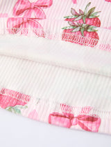 Summer Strawberry Bow Girls Short Sleeve Dress